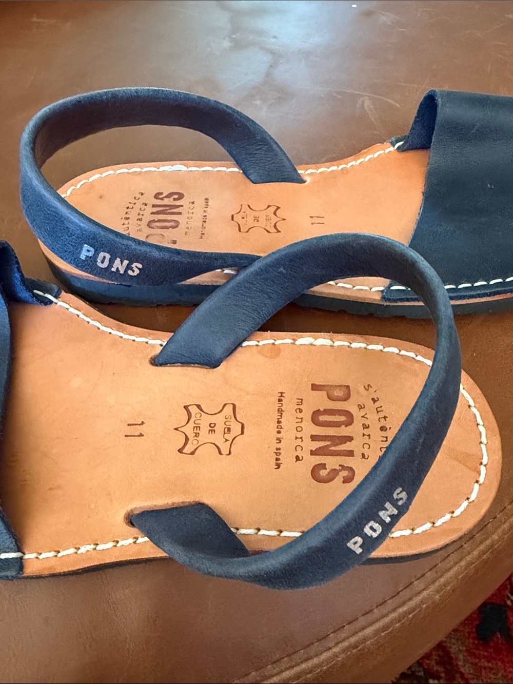 Pons Classic Style Avarca French Blue Leather Sandals size us 11 euro 41 new! - Picture 3 of 7